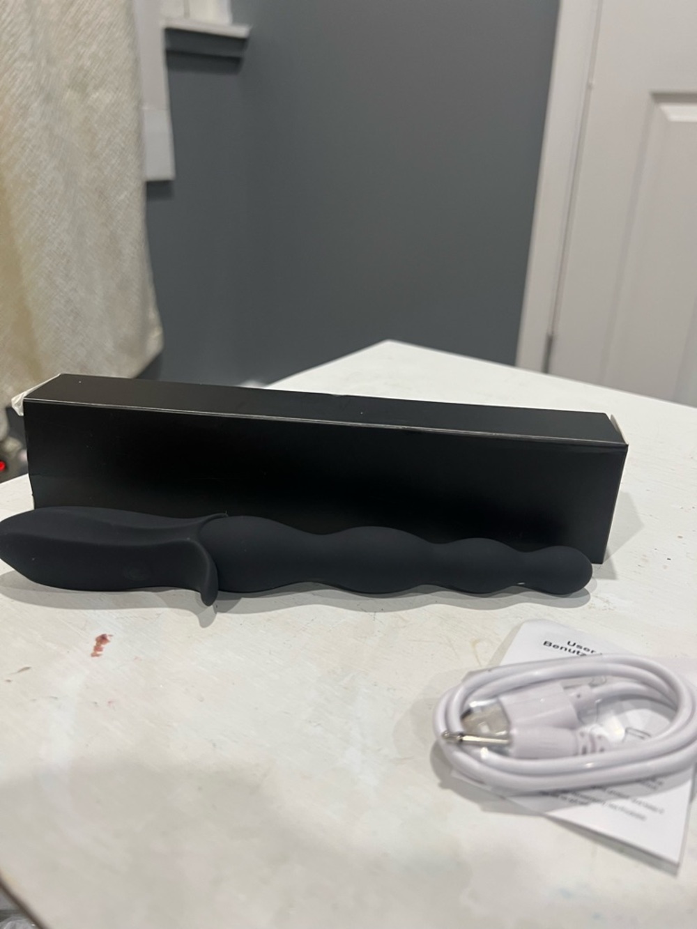 Black Silicone Textured Wand - Waterproof Personal Massager